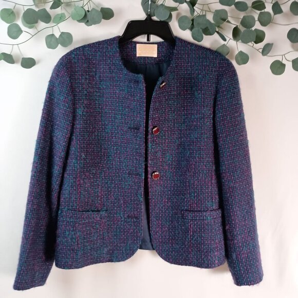 Pendleton Wool Collarless Blazer Jewel Button 100% Virgin Wool Size 12 USA - Picture 1 of 6